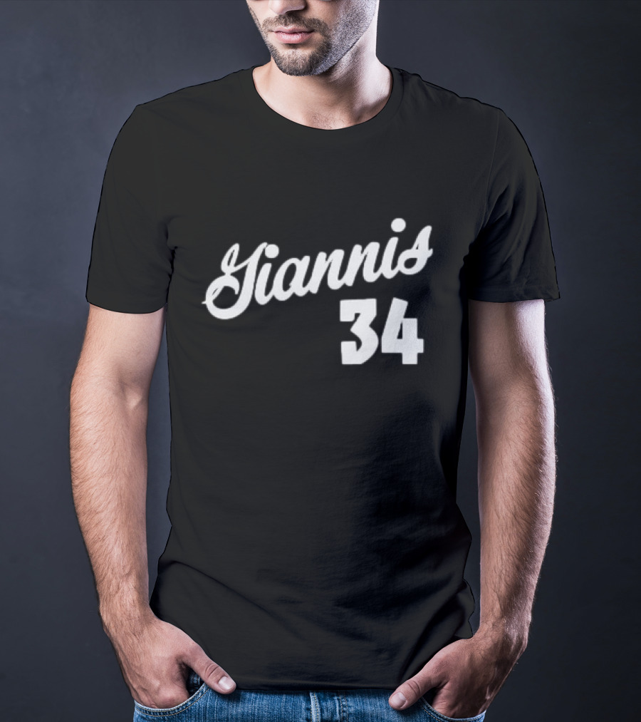 Giannis Antetokounmpo Milwaukee 34 Script Basketball T-Shirt