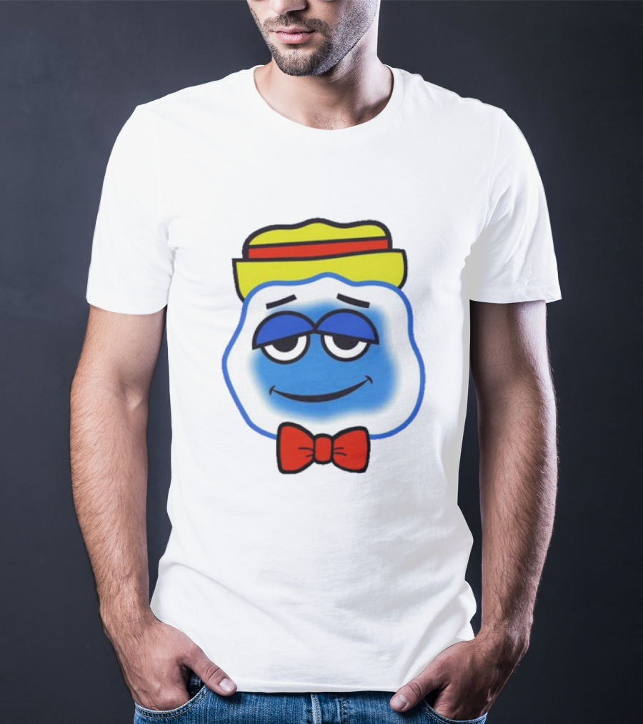 Blooo Ice Cartoon Face With Yellow Hat And Red Bowtie Cute T-Shirt
