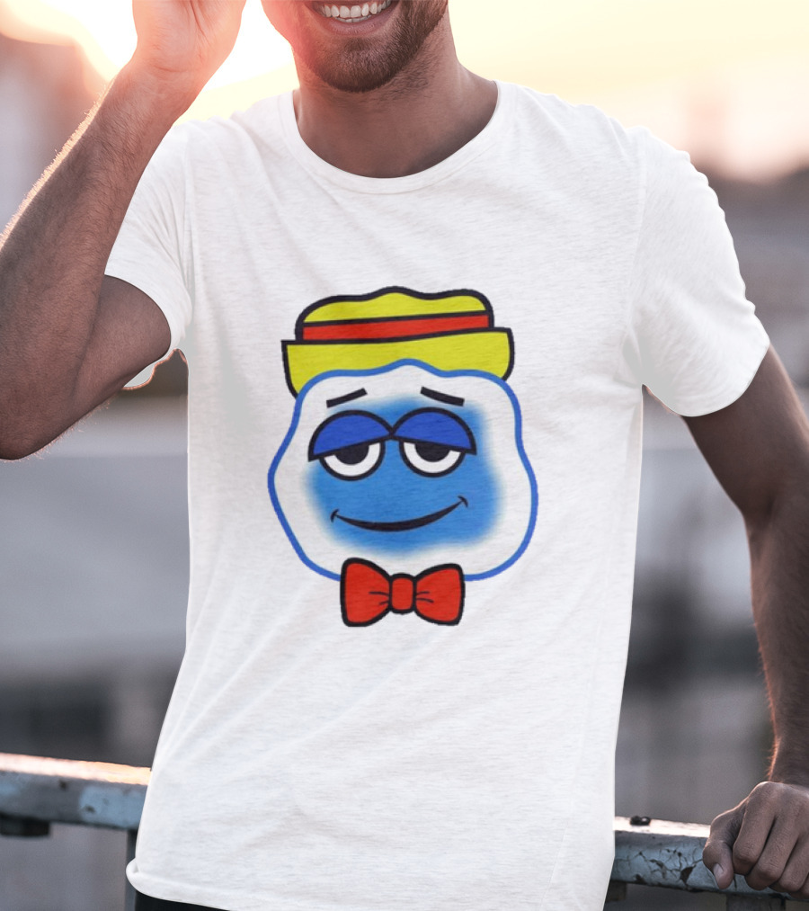 Blooo Ice Cartoon Face With Yellow Hat And Red Bowtie Cute T-Shirt