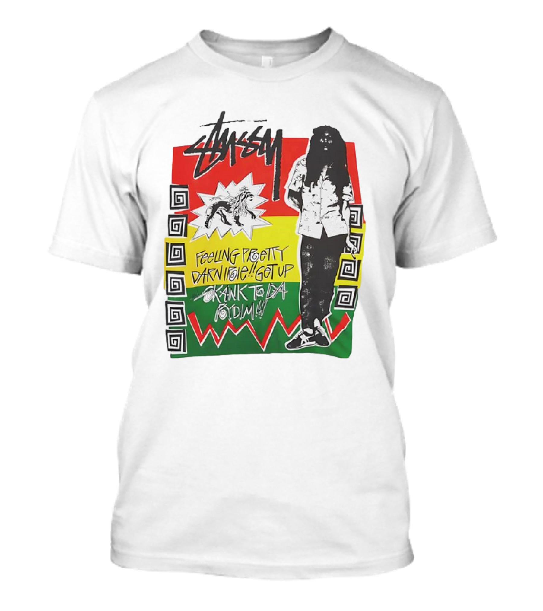 Stussy Bob Marley Feeling Pretty Darn Irie Get Up Skank To Da Riddim T-Shirt