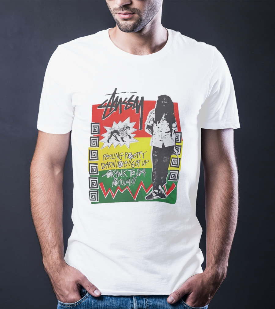 Stussy Bob Marley Feeling Pretty Darn Irie Get Up Skank To Da Riddim T-Shirt