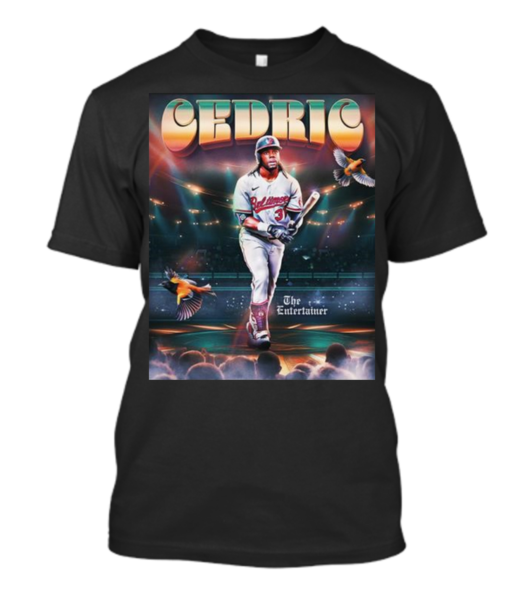 Cedric Mullins Baltimore Orioles The Entertainer Stadium Birds T-Shirt