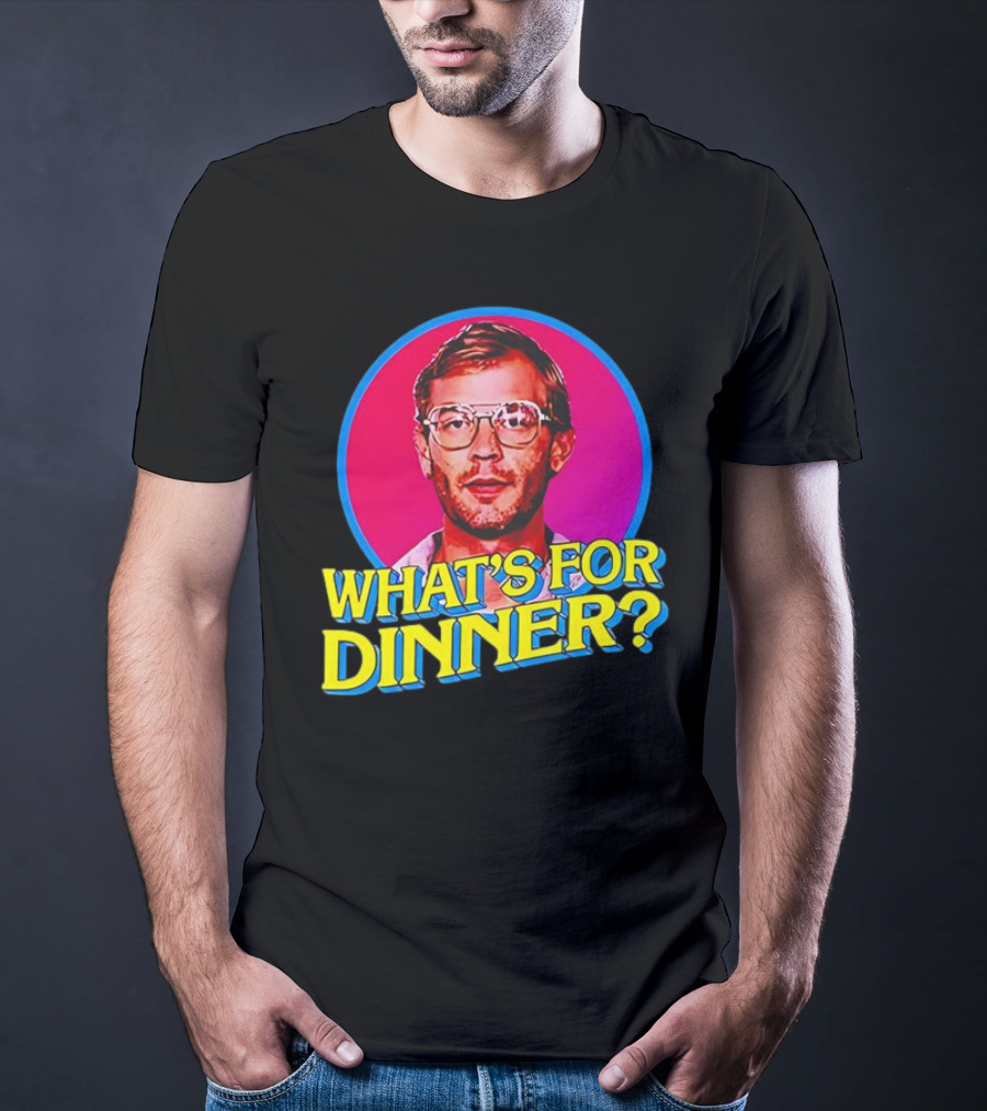 Jeffrey Dahmer What's For Dinner Retro Style Vintage Glasses Circle T-Shirt