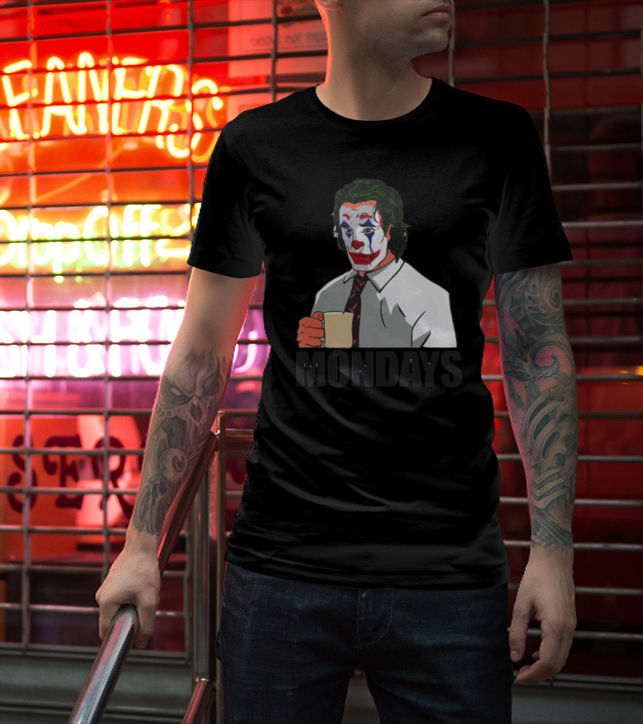 Joker Clown Drinking Coffee Mondays Mood T-Shirt