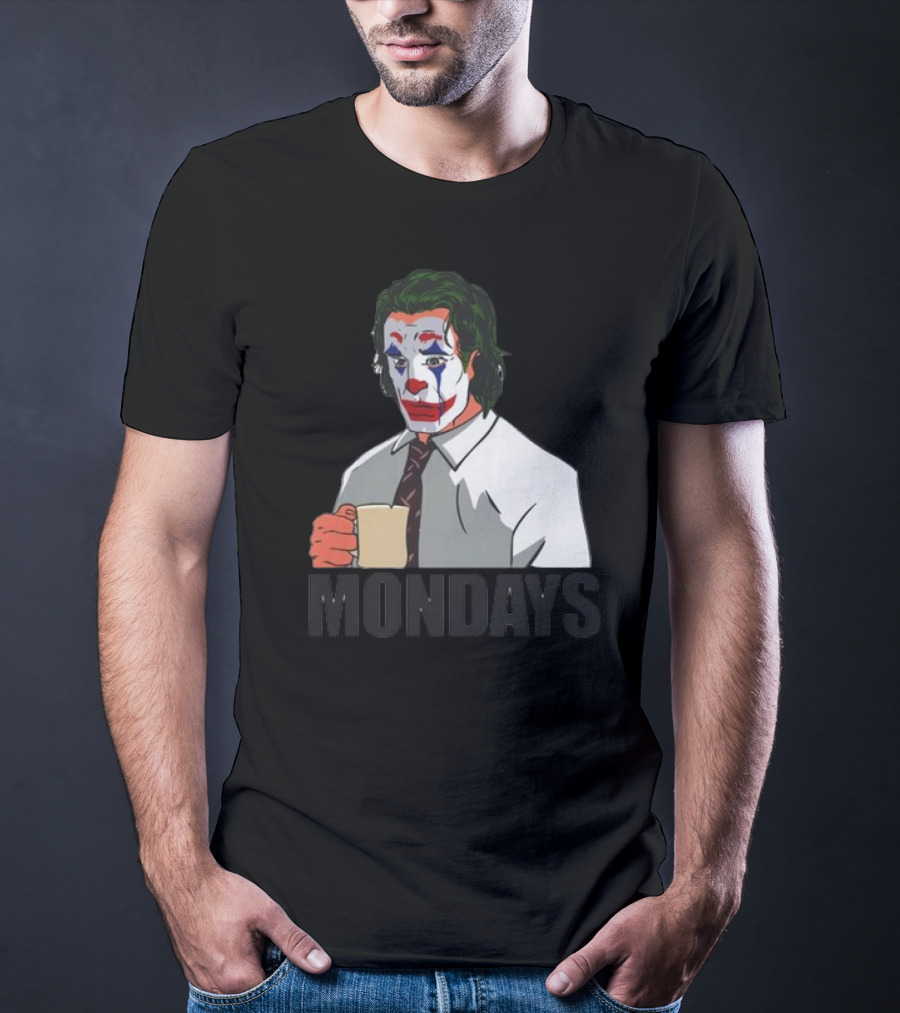 Joker Clown Drinking Coffee Mondays Mood T-Shirt