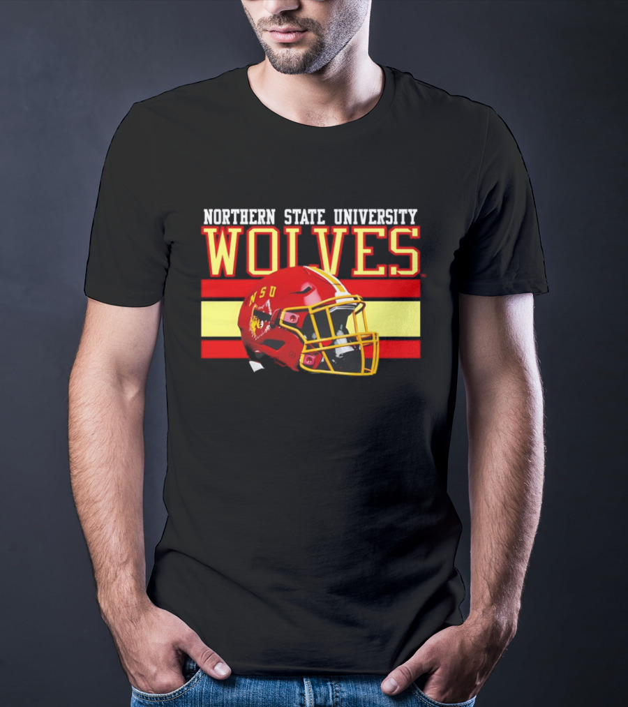 Northern State University Wolves NSU Football Helmet T-Shirt