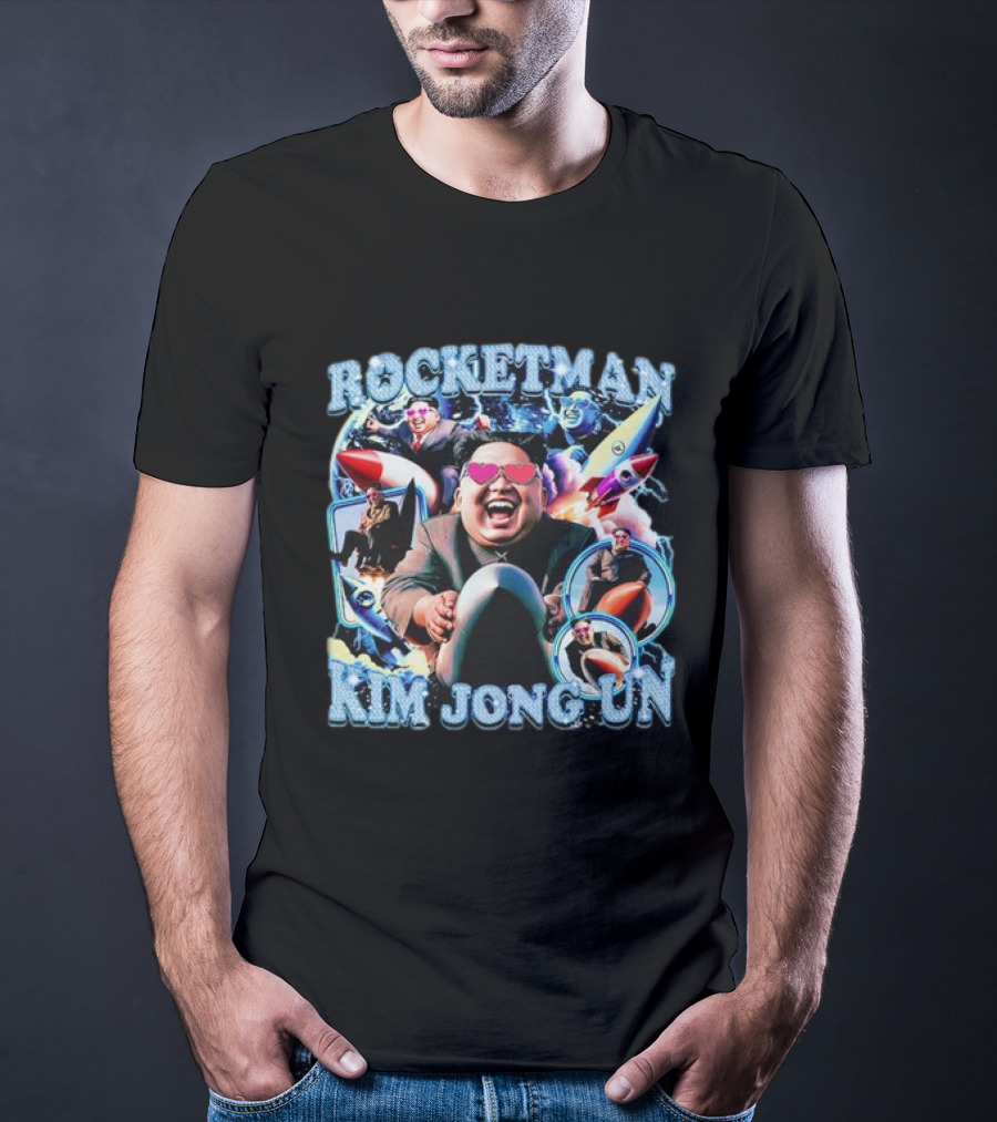 Rocketman Kim Jong Un Heart Sunglasses Missile Adventure T-Shirt