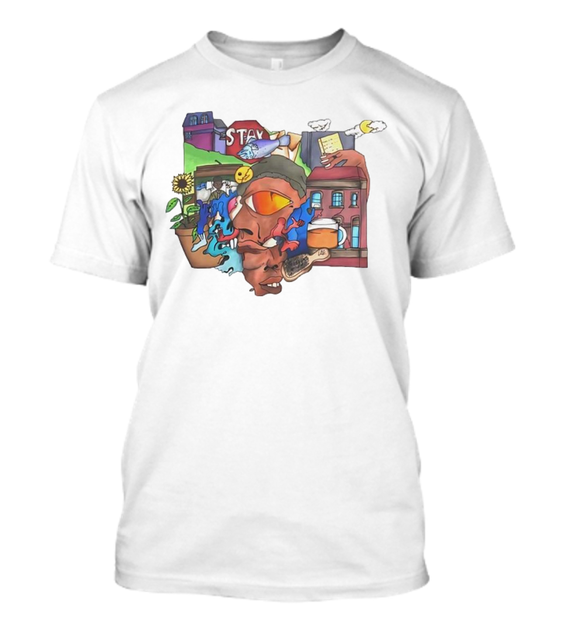 Stay Positive Bloom Thru The Pain With Urban Cityscape And Nature T-Shirt