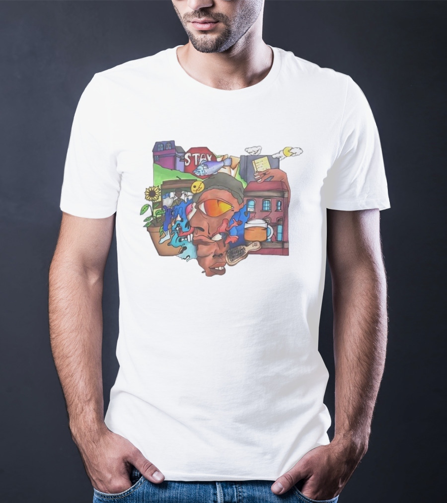 Stay Positive Bloom Thru The Pain With Urban Cityscape And Nature T-Shirt