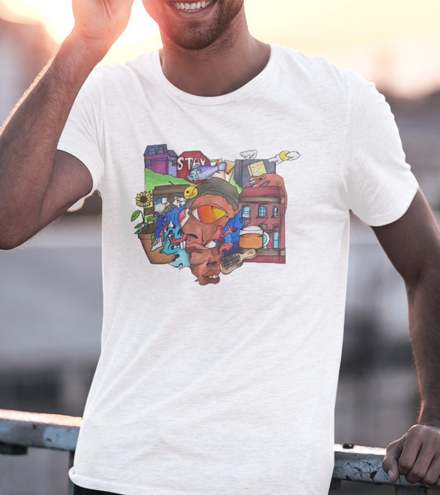 Stay Positive Bloom Thru The Pain With Urban Cityscape And Nature T-Shirt