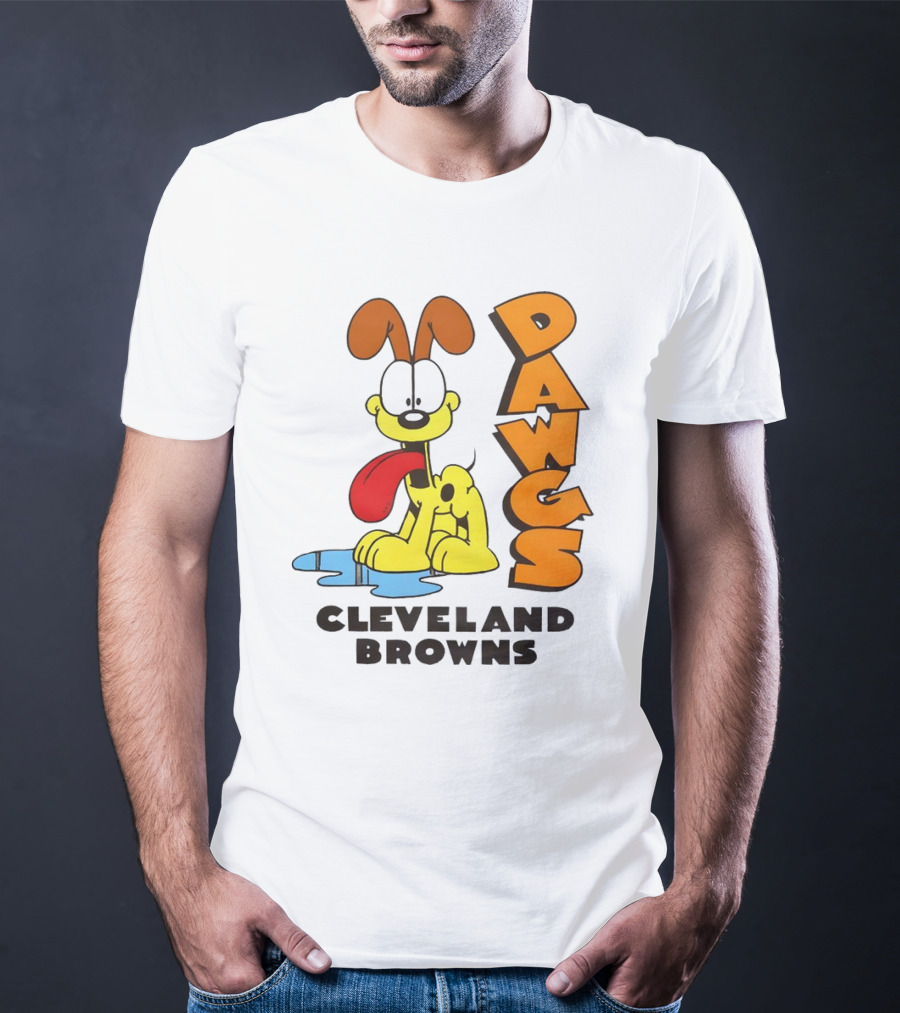 Dawgs Cleveland Browns Odie Garfield Cartoon T-Shirt