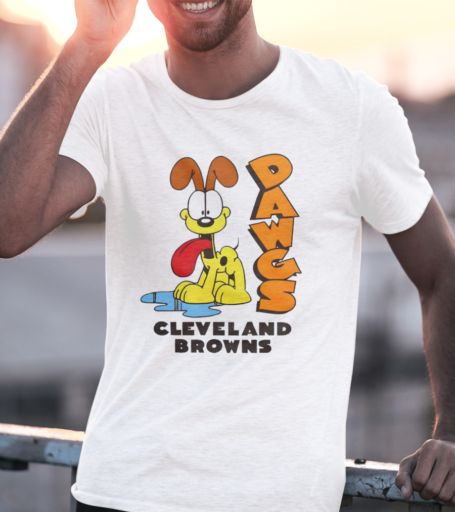 Dawgs Cleveland Browns Odie Garfield Cartoon T-Shirt