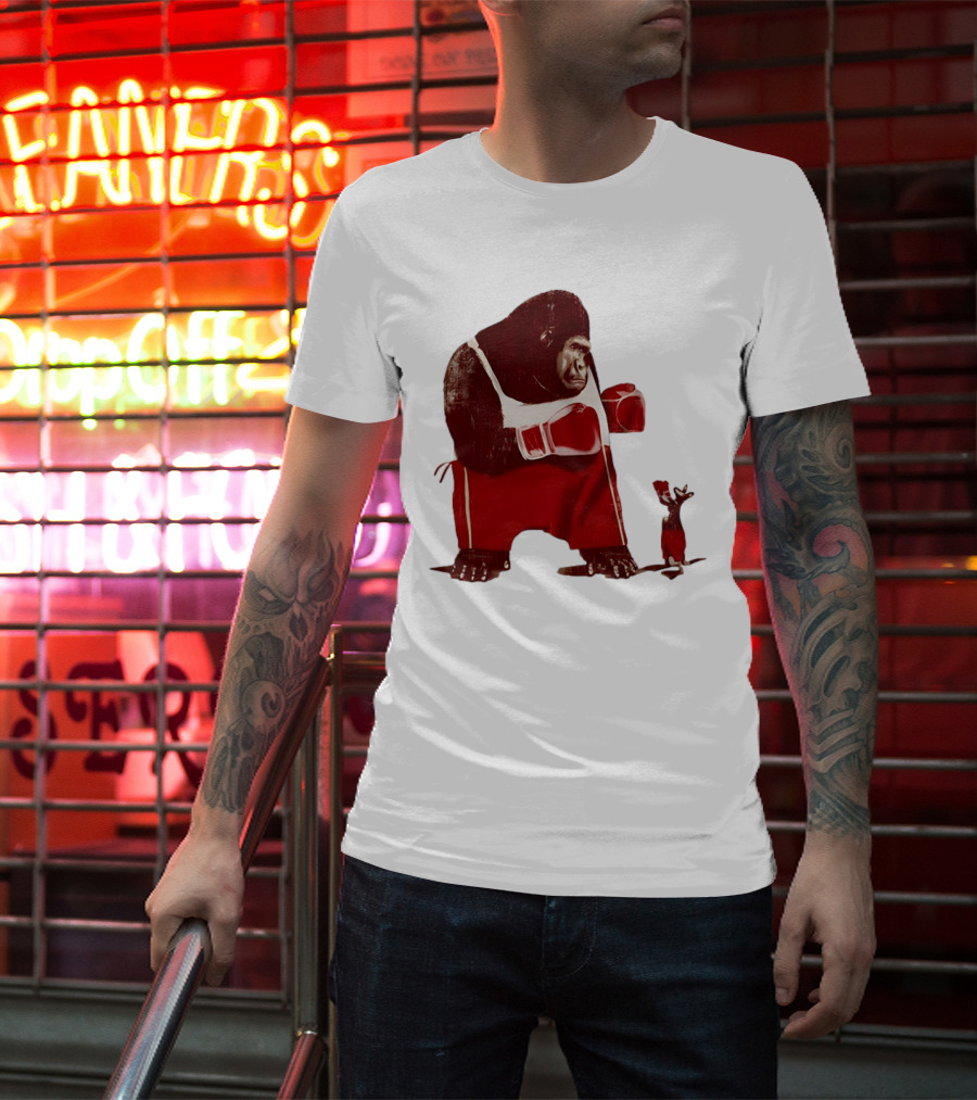 Gorilla Boxing Kangaroo Showdown In Red Boxing Gear T-Shirt