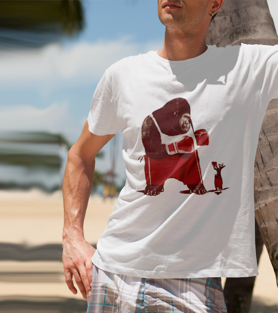 Gorilla Boxing Kangaroo Showdown In Red Boxing Gear T-Shirt