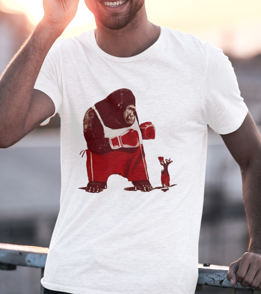 Gorilla Boxing Kangaroo Showdown In Red Boxing Gear T-Shirt