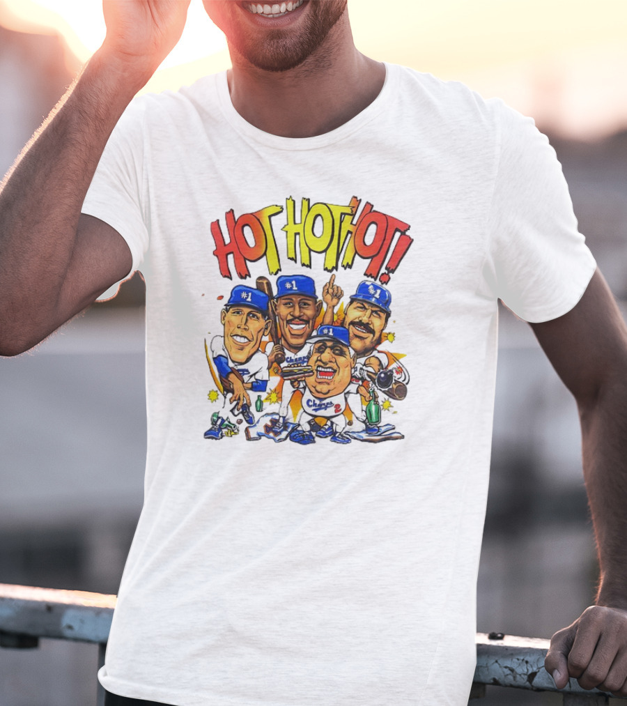 Los Angeles Dodgers Hot Hot Hot Caricature #1 Champs T-Shirt