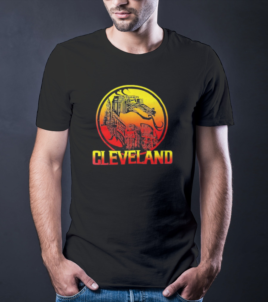 Mortal Cleveland Retro Dragon City Skyline T-Shirt