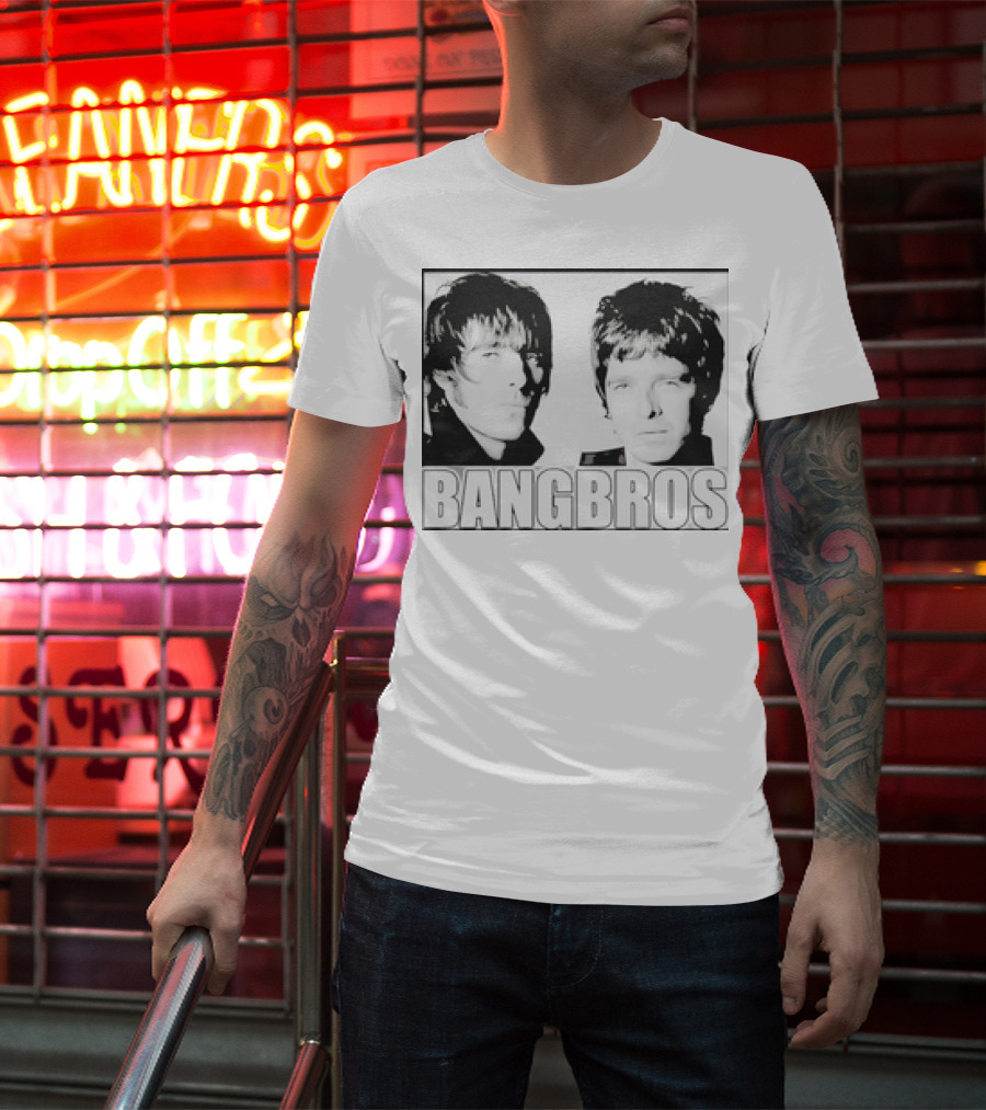Bangbros Retro Picture Oasis Band Members Black And White Photo T-Shirt