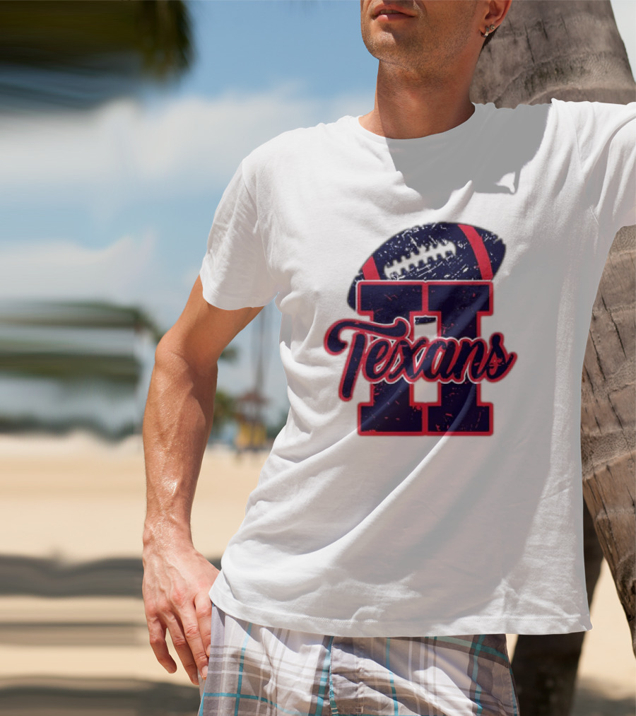 Retro Vintage Texans Football H Logo With Football T-Shirt