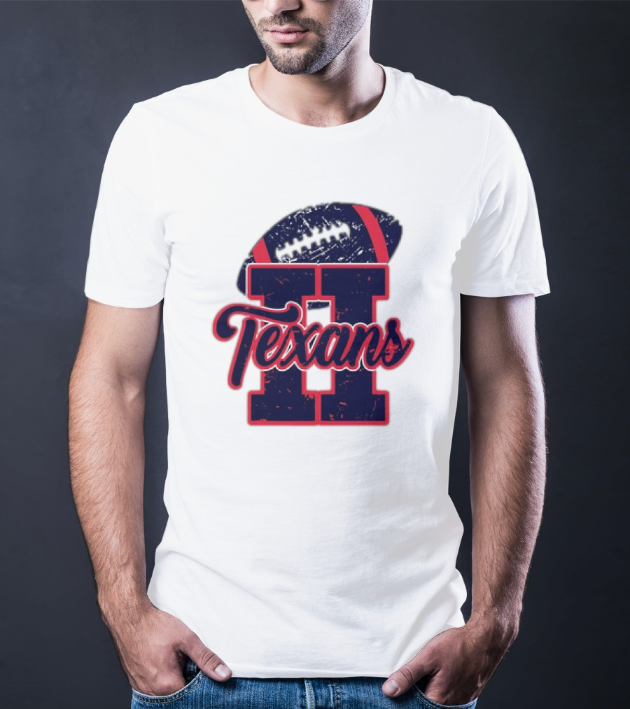 Retro Vintage Texans Football H Logo With Football T-Shirt