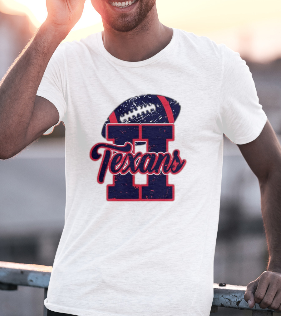 Retro Vintage Texans Football H Logo With Football T-Shirt