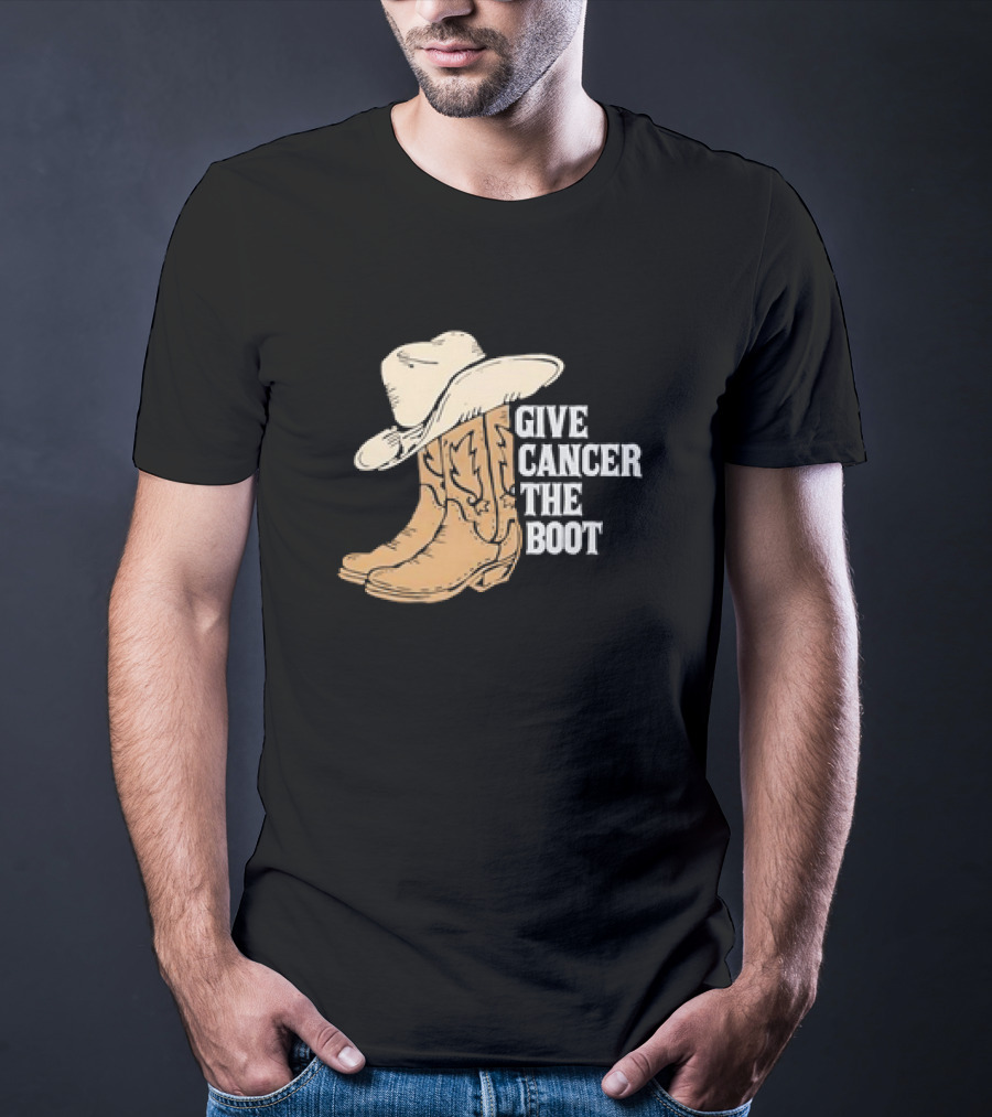 Give Cancer The Boot Retro Cowboy Hat And Boots T-Shirt