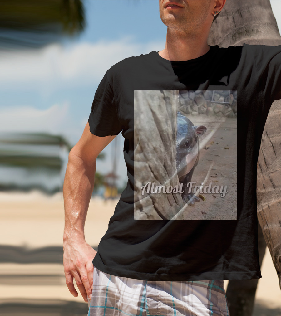 Almost Friday Peek Hippo Behind Tree T-Shirt