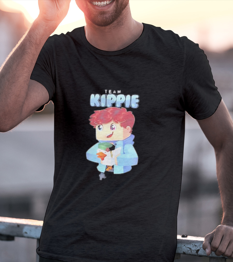 Team Kippie Cartoon Pixel Art Character With Pet Chicken T-Shirt