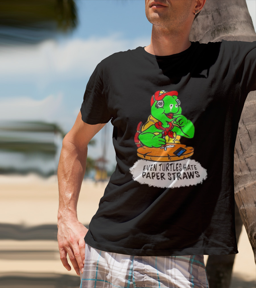Isaac Butterfield Even Turtles Hate Paper Straws T-Shirt