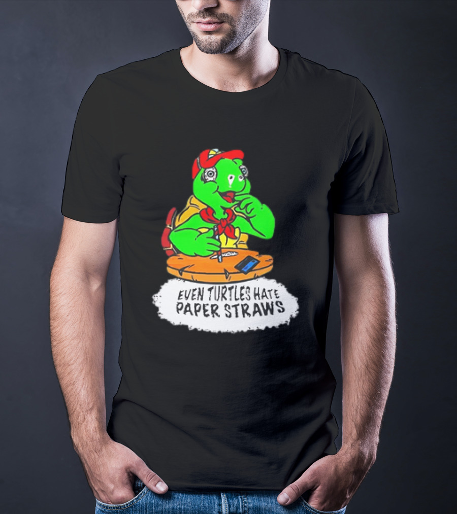 Isaac Butterfield Even Turtles Hate Paper Straws T-Shirt