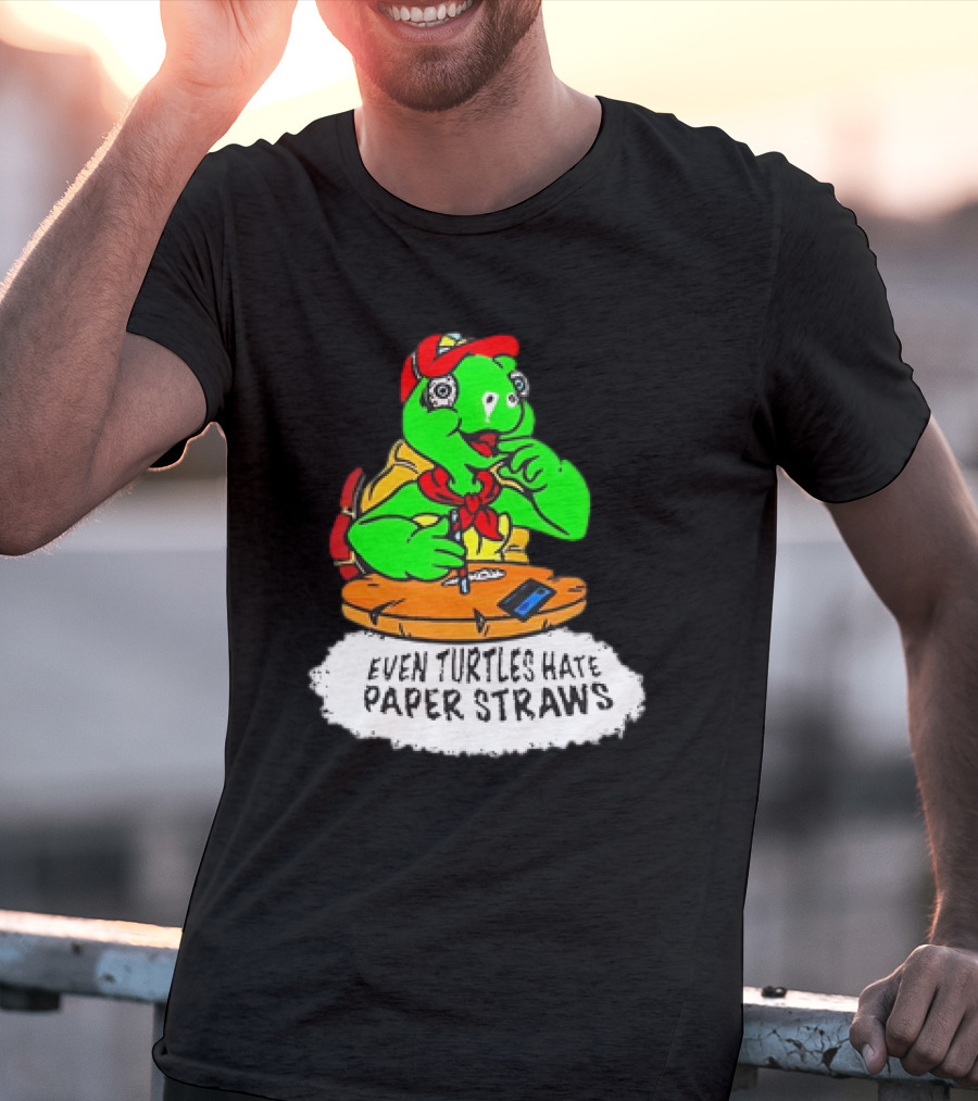 Isaac Butterfield Even Turtles Hate Paper Straws T-Shirt