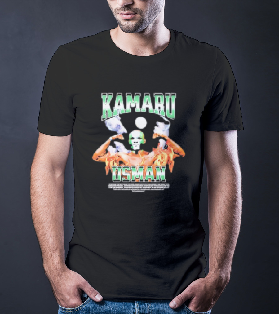 Kamaru Usman Warrior Spirit Flames And Smoke T-Shirt