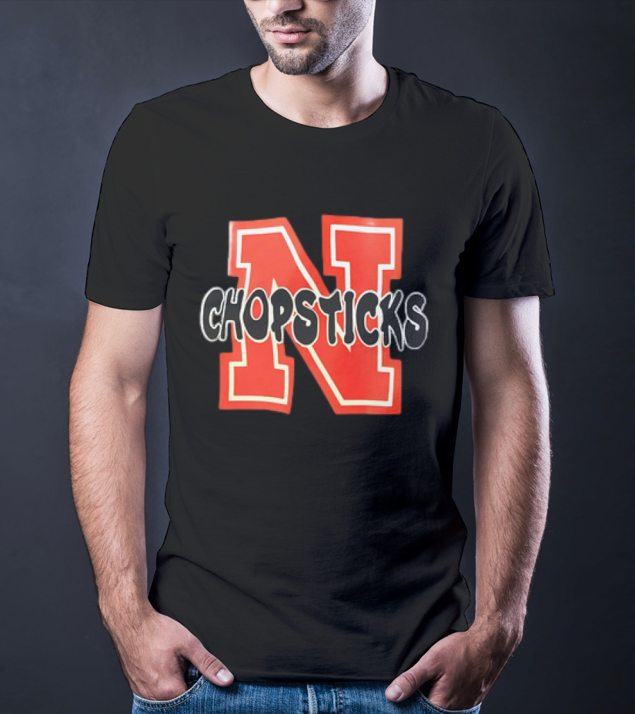 Nebraska Chopsticks Red Letter N T-Shirt