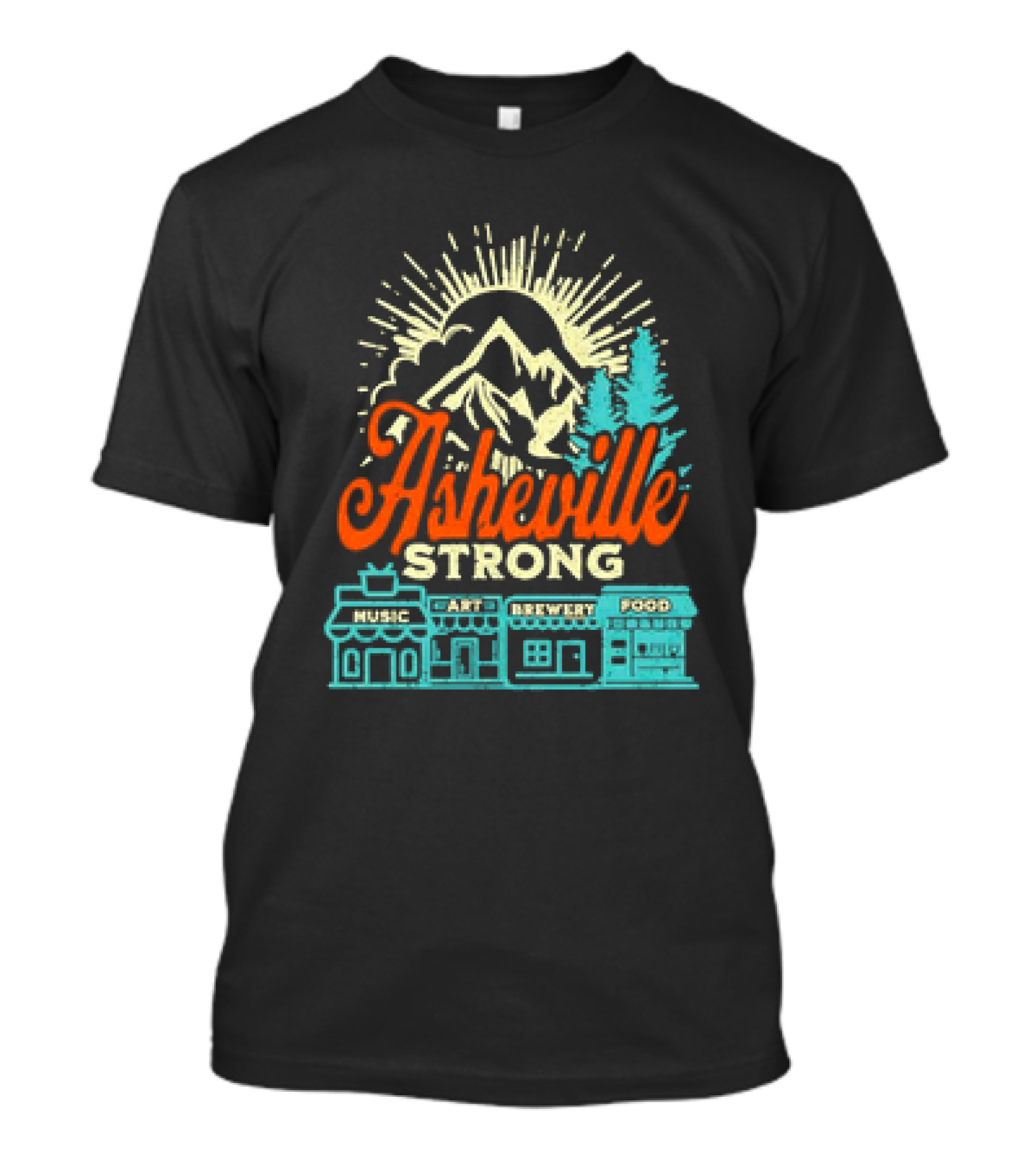 Asheville Strong Music Art Brewery Food Retro Vintage T-Shirt