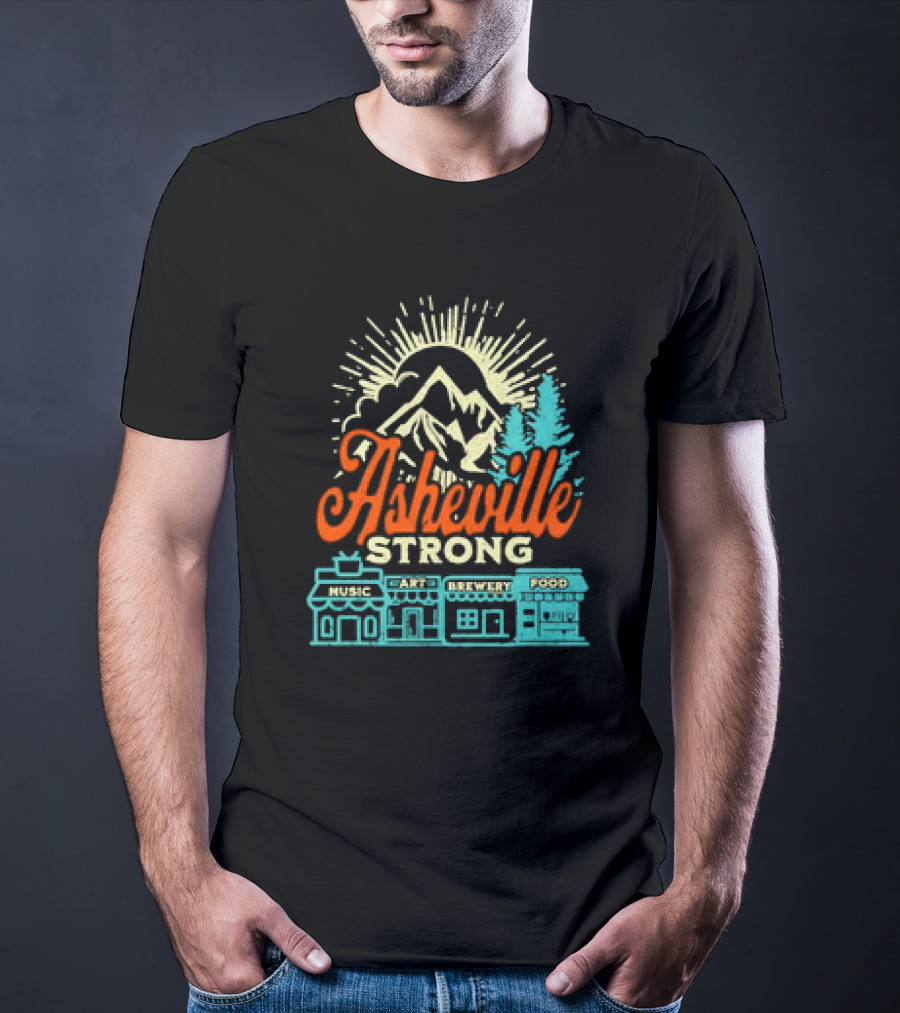 Asheville Strong Music Art Brewery Food Retro Vintage T-Shirt