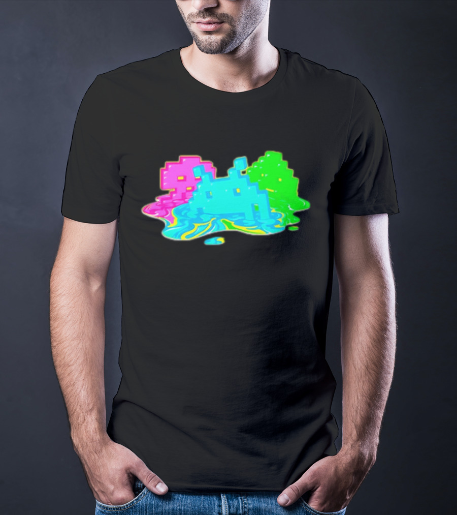 Space Invaders Melting Retro Arcade Aliens T-Shirt