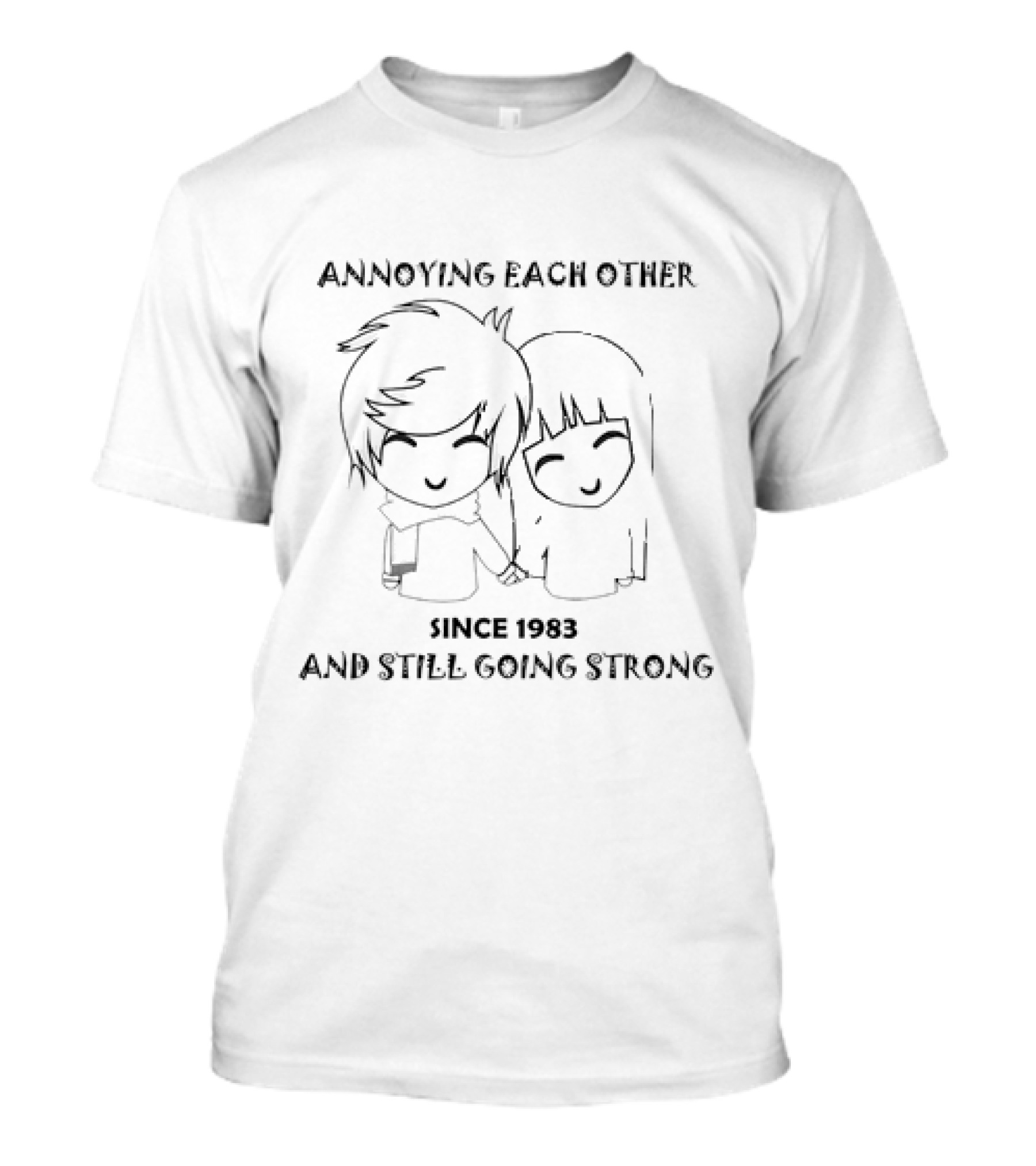 Annoying Each Other Since 1983 And Still Going Strong Holding Hands Cartoon T-Shirt