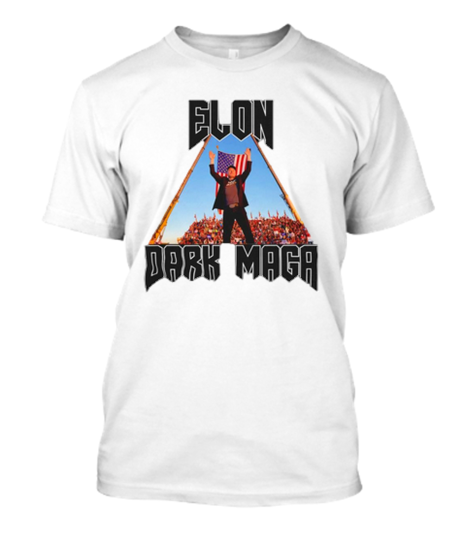 Elon Dark MAGA American Flag Crowd Symbolism T-Shirt