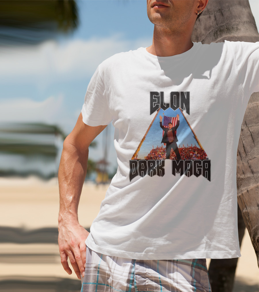 Elon Dark MAGA American Flag Crowd Symbolism T-Shirt