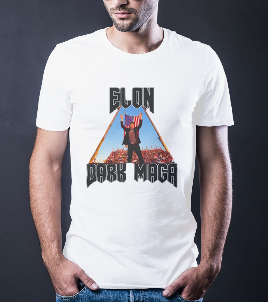 Elon Dark MAGA American Flag Crowd Symbolism T-Shirt