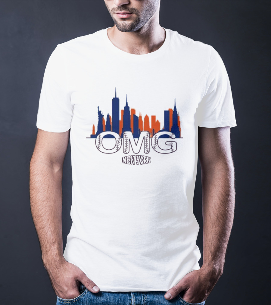 New York OMG Mets Skyline Queens Baseball T-Shirt