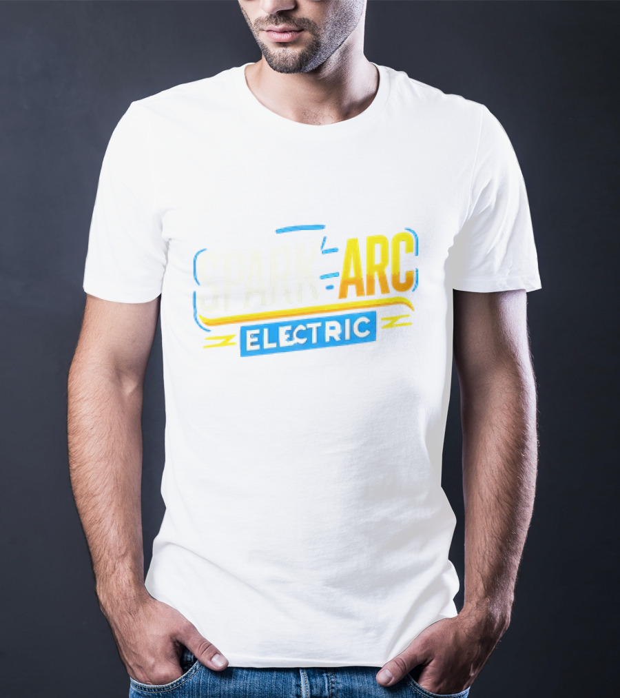 Spark And Arc Electric Bold Yellow And Blue Text T-Shirt