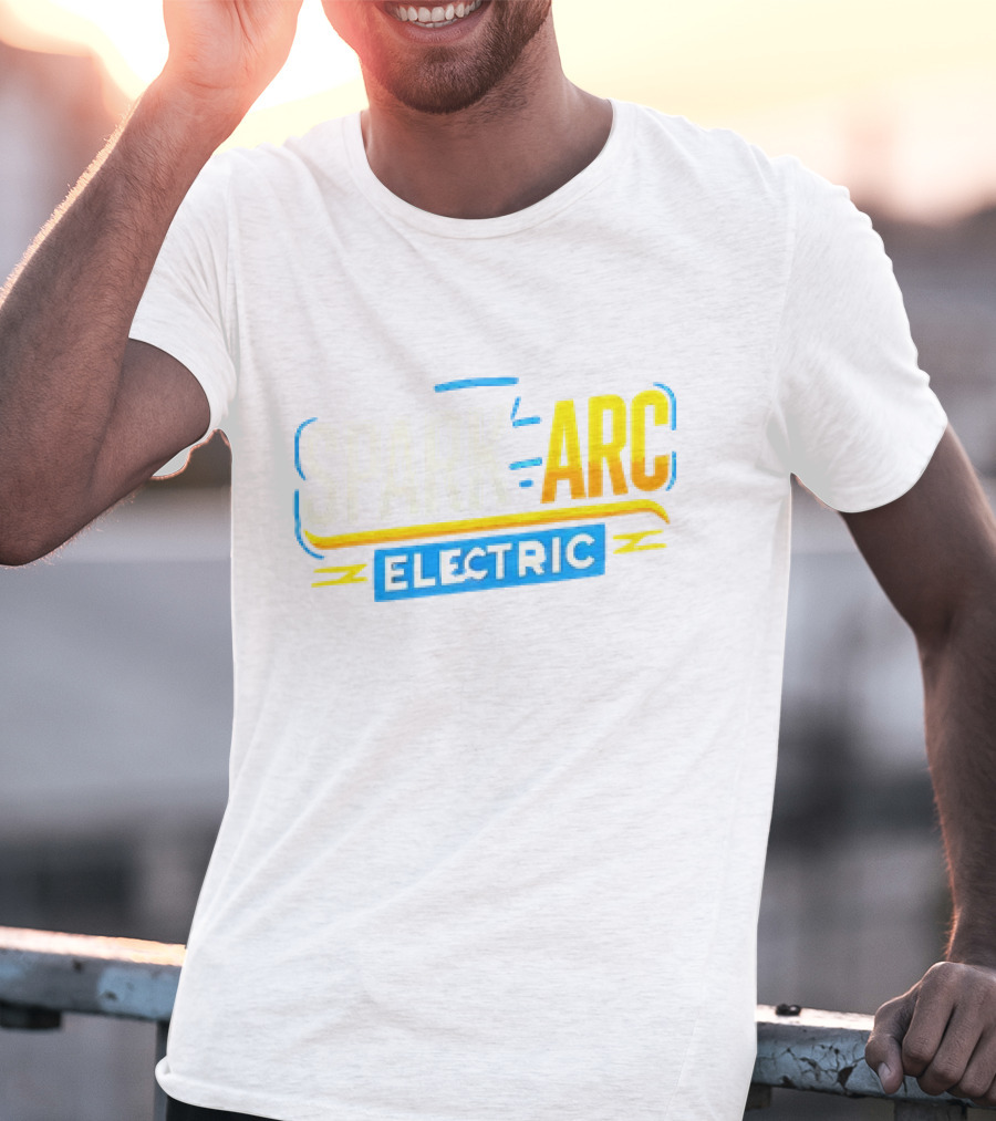 Spark And Arc Electric Bold Yellow And Blue Text T-Shirt