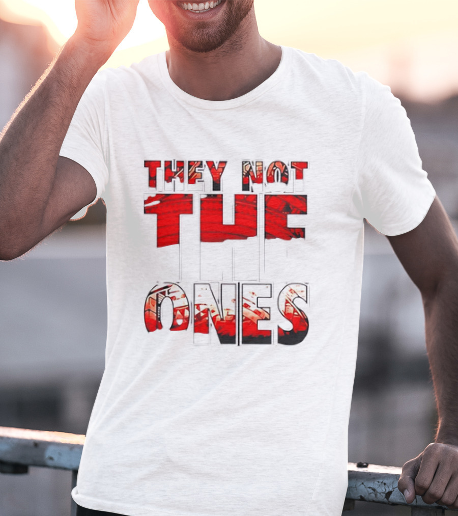 They Not The Ones WWE Red Pattern Text T-Shirt
