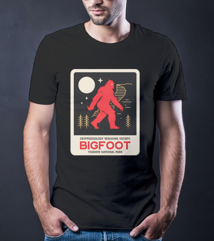 Bigfoot Cryptozoology Tracking Society Moonlit Yosemite National Park T-Shirt