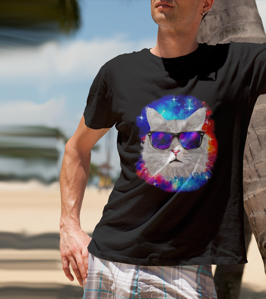 Cool Cat Space Shades Galaxy T-Shirt