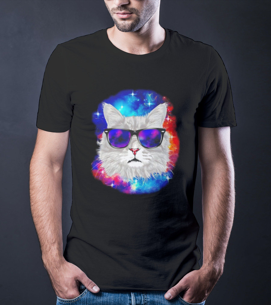 Cool Cat Space Shades Galaxy T-Shirt