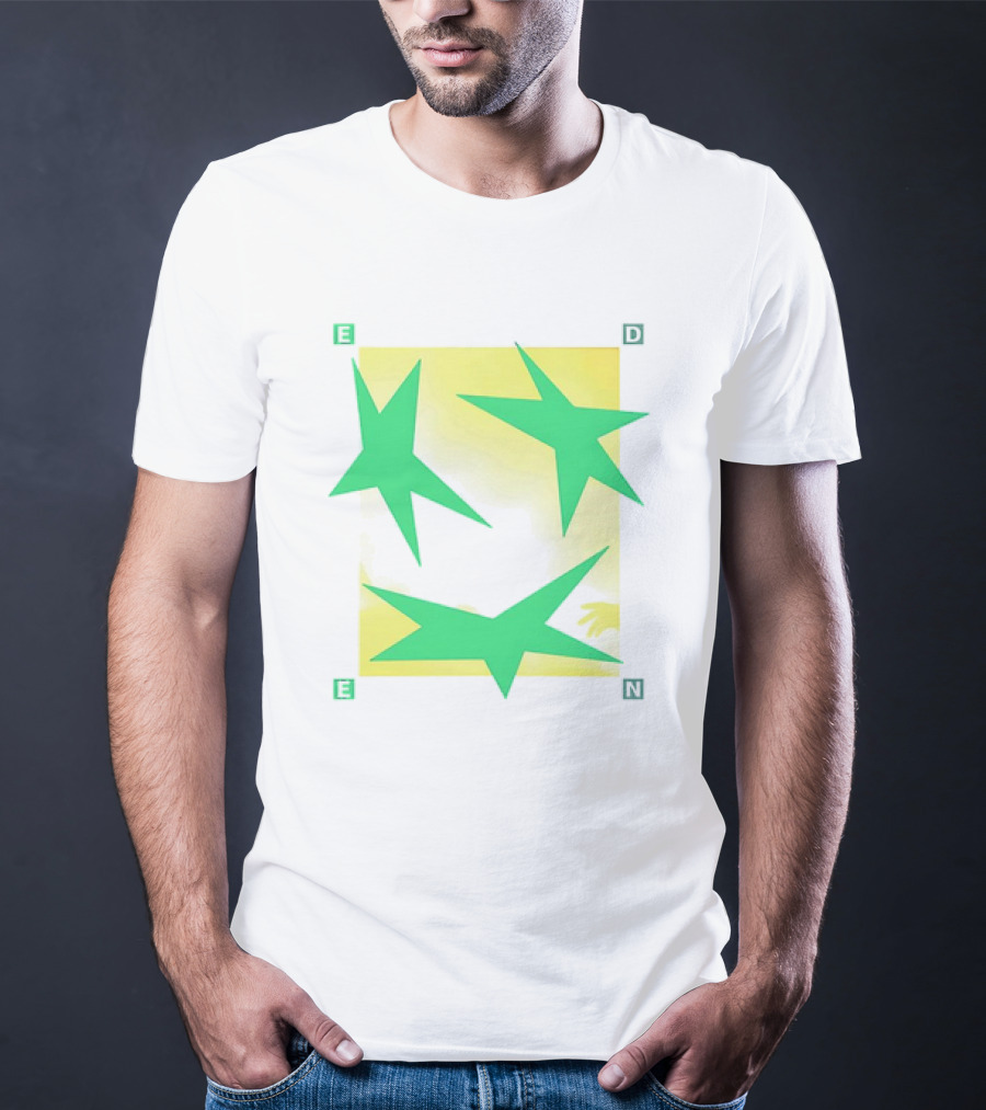 Eden Star Green Tri-Star Design With Yellow Background T-Shirt