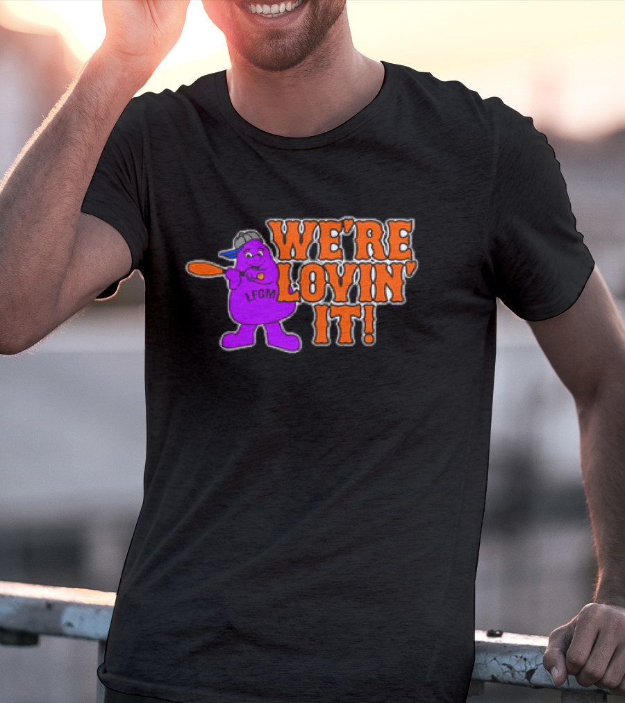 New York Mets LFGM Grimace We're Lovin' It T-Shirt