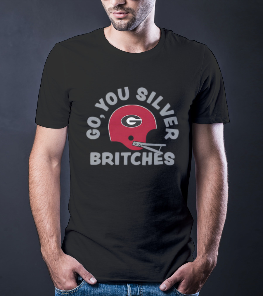 Georgia Football Go You Silver Britches Vintage Helmet T-Shirt
